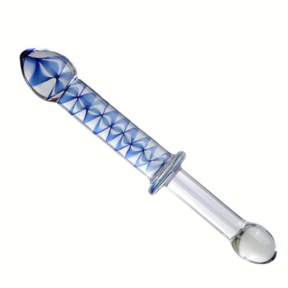 Transparent Crystal Blue Ripple Wand Glass Quantity Plug