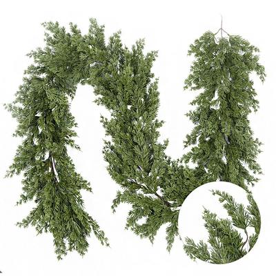 Grüner künstlicher Kiefernkranz DIY-Zubehör Kamin Dekoration Zeder Grünzeug Rattan Treppenhaus Ornament Partyzubehör