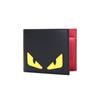 Fendi Monster Eyes Short Double Fold Color Block Calfskin Wallet Men Wallet Black Yellow 7M0001-O73-F0U9T