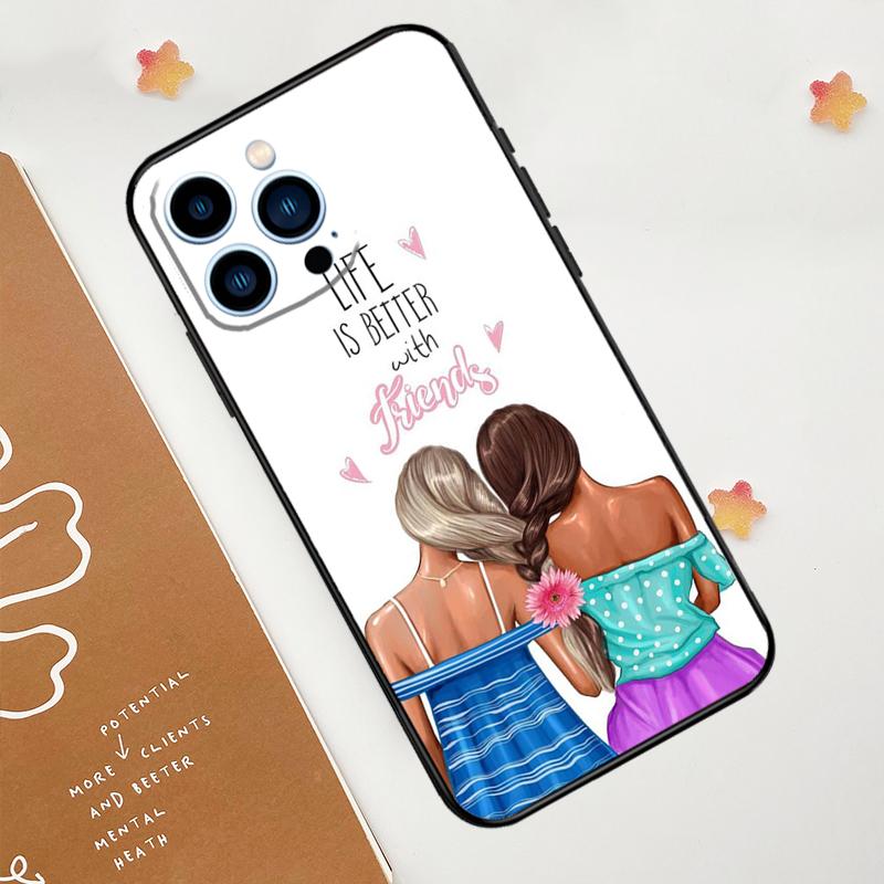 Best Friends BFF Matching Phone Case For iPhone 17 Pro Max 14 13 12 11 15 16 Pro Max mini 16 Plus 16e 17 Air Funda