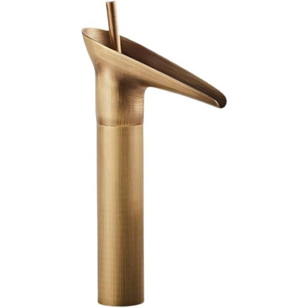Bathroom Waterfall Basin Mixer Tap Black Brass Single Lever Washbasin Mixer Tap Bathroom Wash Basin Tap for Hot and Cold Water