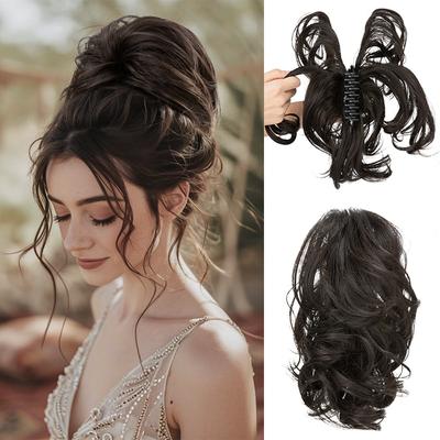Synthetic DIY Deformation Ponytail Extensions Short Wavy Claw Ponytail Hair For Women Daily Party Wear
