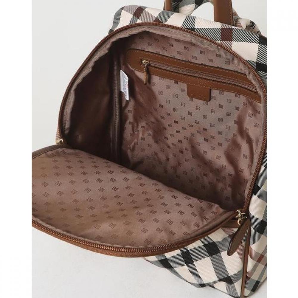 Daks Brown House Check Fabric Backpack Dcba1e635w2