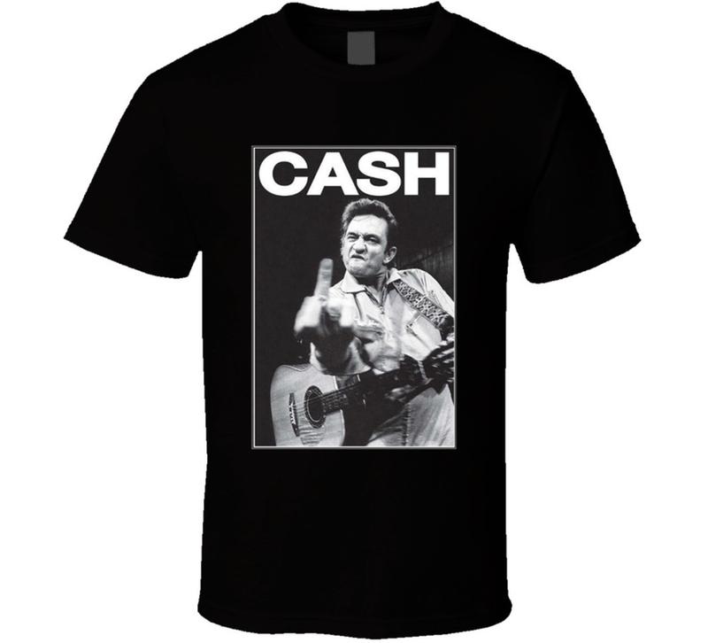 Johnny Cash Flipping The Bird Middle Finger Christmas Gift Unisex T-Shirt XL