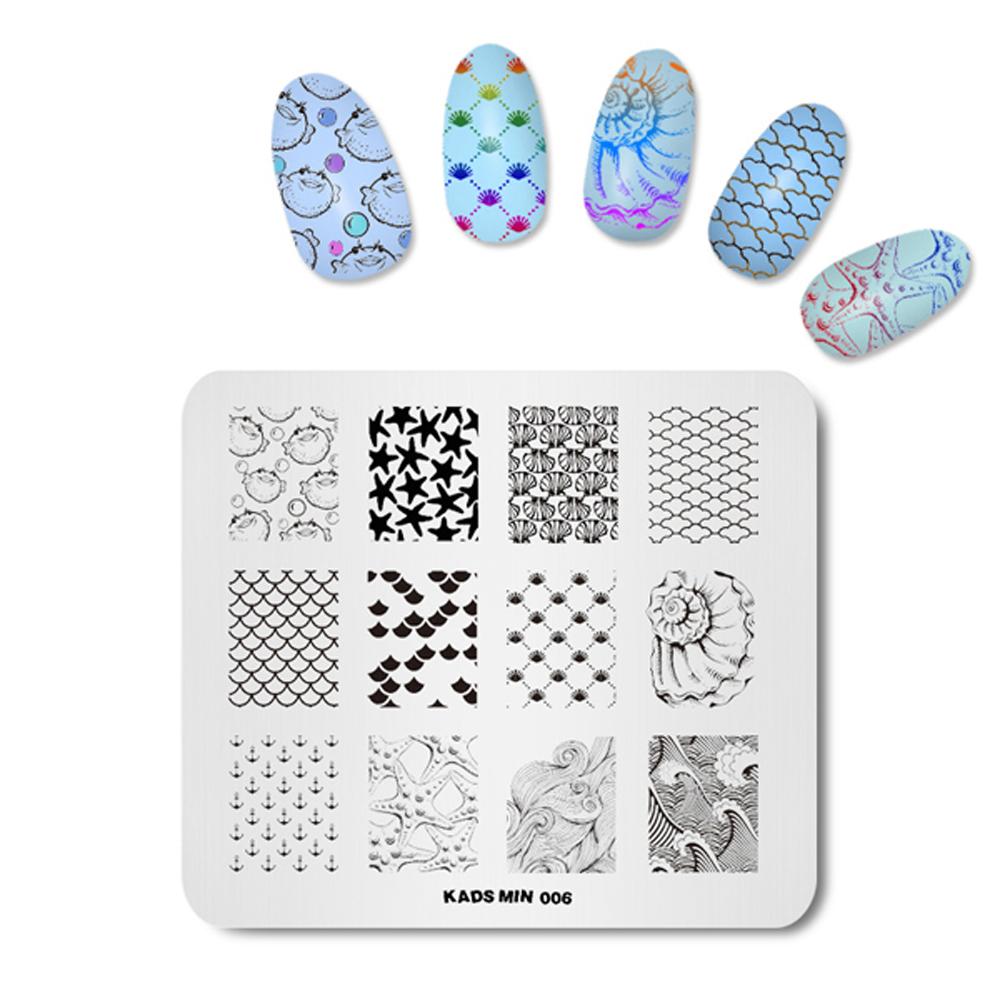 kads MIN 006 Ocean Design Nail Art Stamp Nail Art Stamping Template Image Plate DIY Manicure Nail Printing Plates