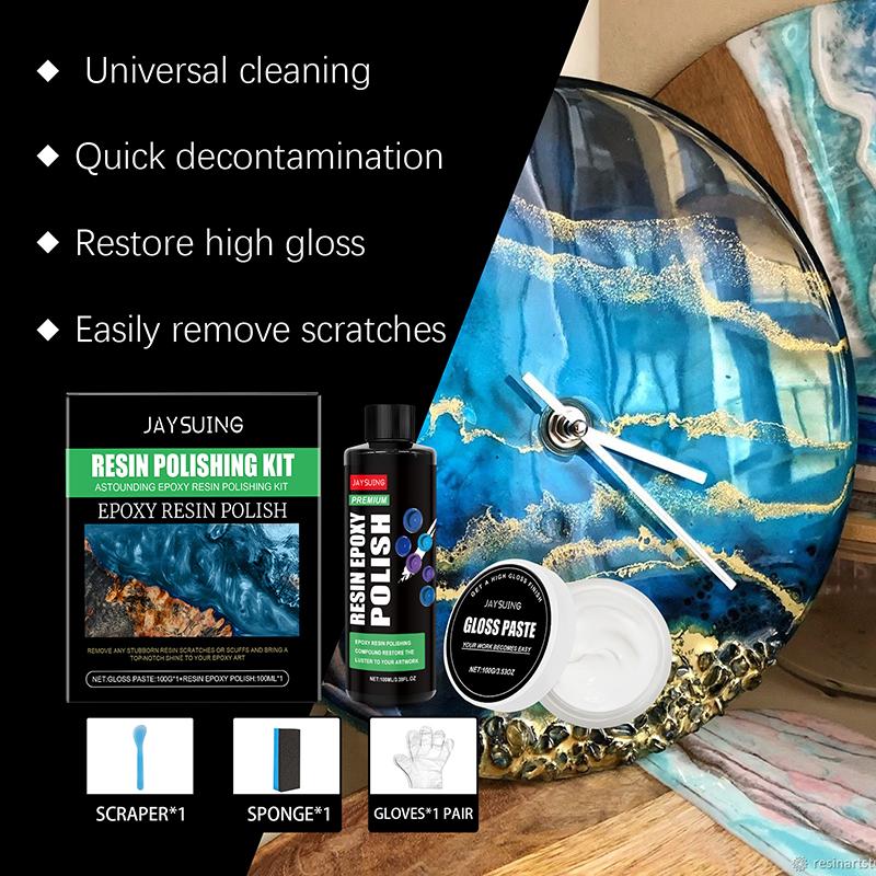 Zestaw do polerowania żywicy epoksydowej - Pasta polerska do żywicy epoksydowej, Specjalnie opracowana do uzyskiwania wykończeń o wysokim połysku, Do usuwania zarysowań, Szlifowania