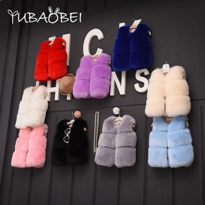 2024 Automne et Hiver Filles Vêtements Gilet de Fourrure pour Enfants Coton Épaissie Couleur Unie Manteau Laine Fausse Fourrure Veste