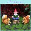 Resin Garden Miniature Figurine Set With Dwarf And Squirrel Decor For Home And Office