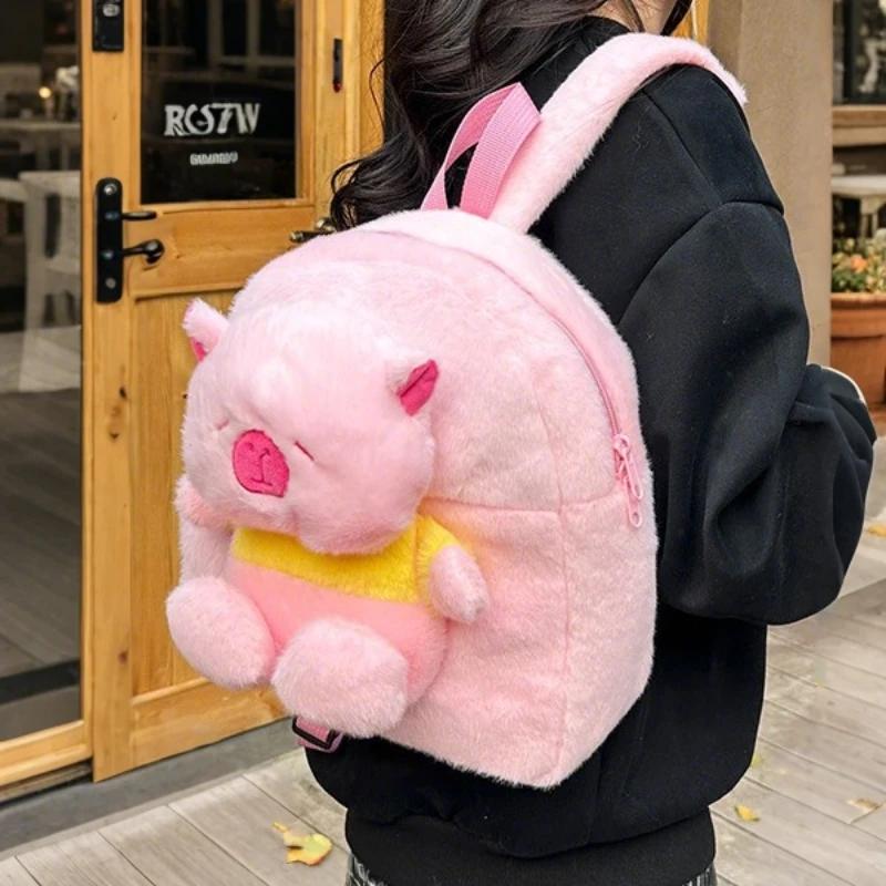 Kapybara Backpack Dolphin Cute Plush Toy Shoulder Bag  Dual-purpose Shoulder Bag  Cute Water Guinea Pig Cute Doll Tote Bag