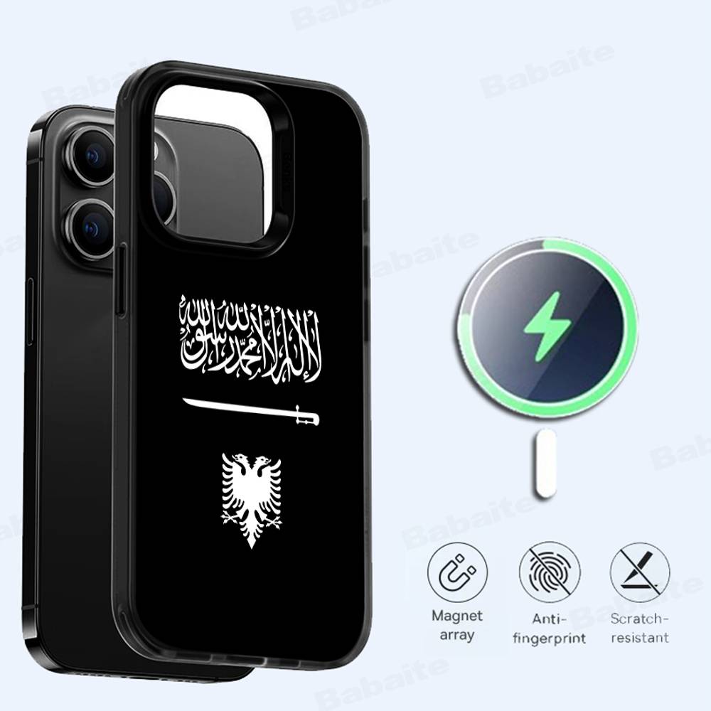 Funny Albania Albanians Flag Magnetic Wireless Phone Case For iPhone 17 16 15 14 Plus 13 12 11 Pro Max