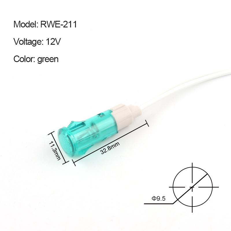 5Pcs Signal Lamp Panel Mounting Neon Indicator 380 220V 12V/24VDC 10mm MDX-11A with wire Guiding Signal Lamp Red Green Yellow