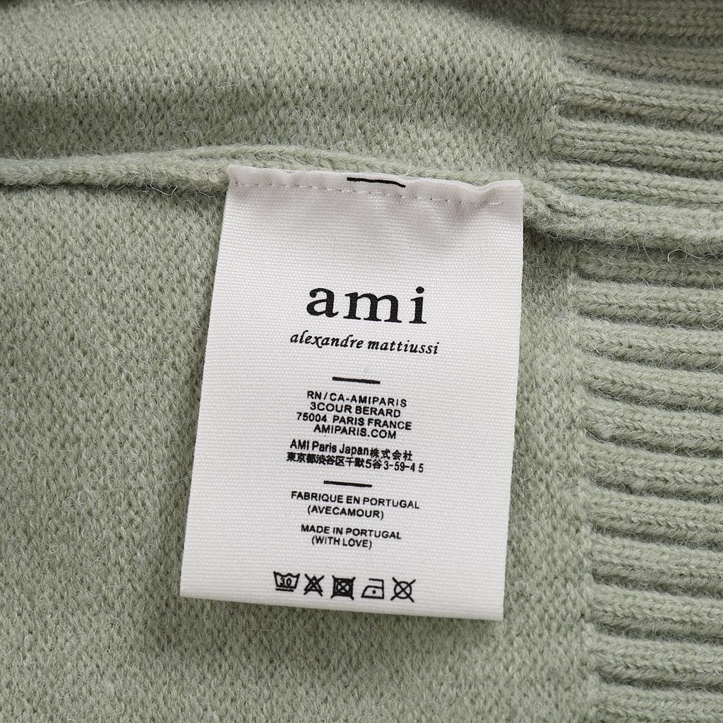 AMI 2025 Classic Couple's Embroidered White Heart Cardigan Wool Sweater