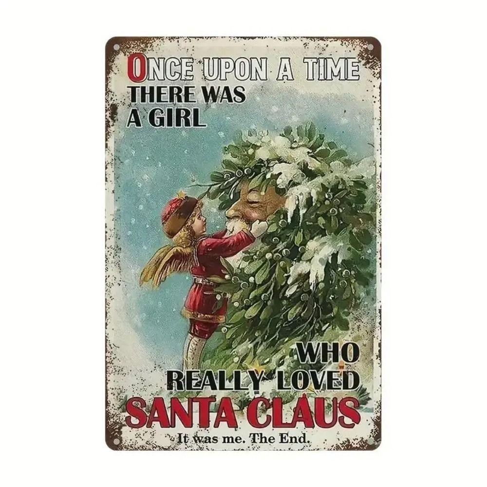 Vintage Christmas Metal Tin Sign Home Festive Wall Decor
