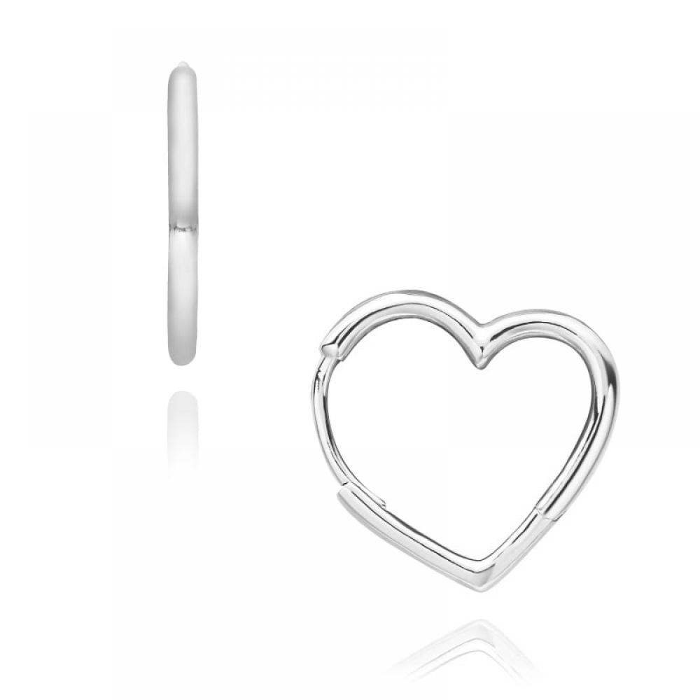 Pandora 298307c00 Moment Asymmetrische Herz-Creolen Silberohrringe