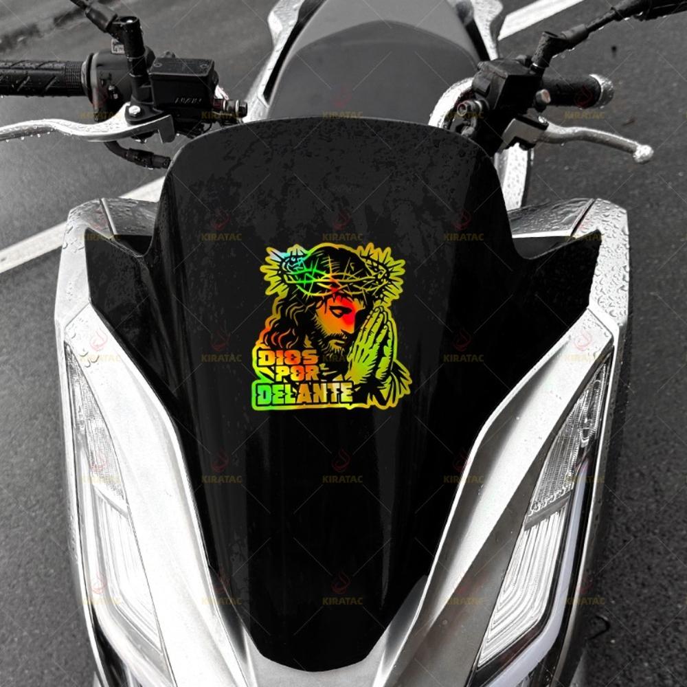 DIOS POR DELANTE Motorcycle Sticker Waterproof for Motorcycle Windshield Fairings Car Trunk Window Scooter Universal Vinyl Decal