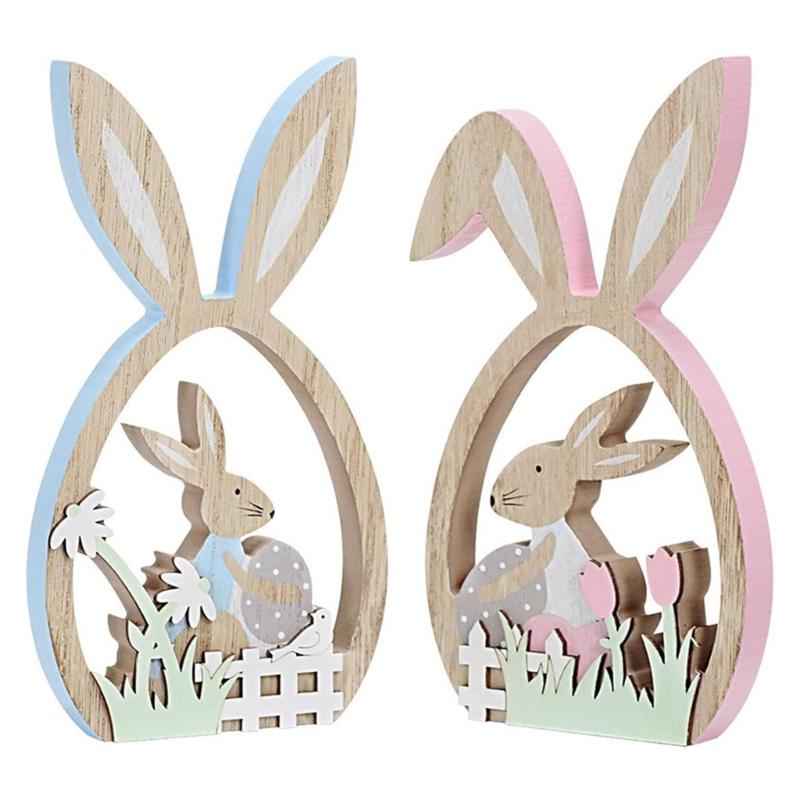 Пасхальные украшения для дома Пасхальные кролики Деревянные центральные композиции для стола Знаки Отдельно стоящее настольное украшение на Пасху