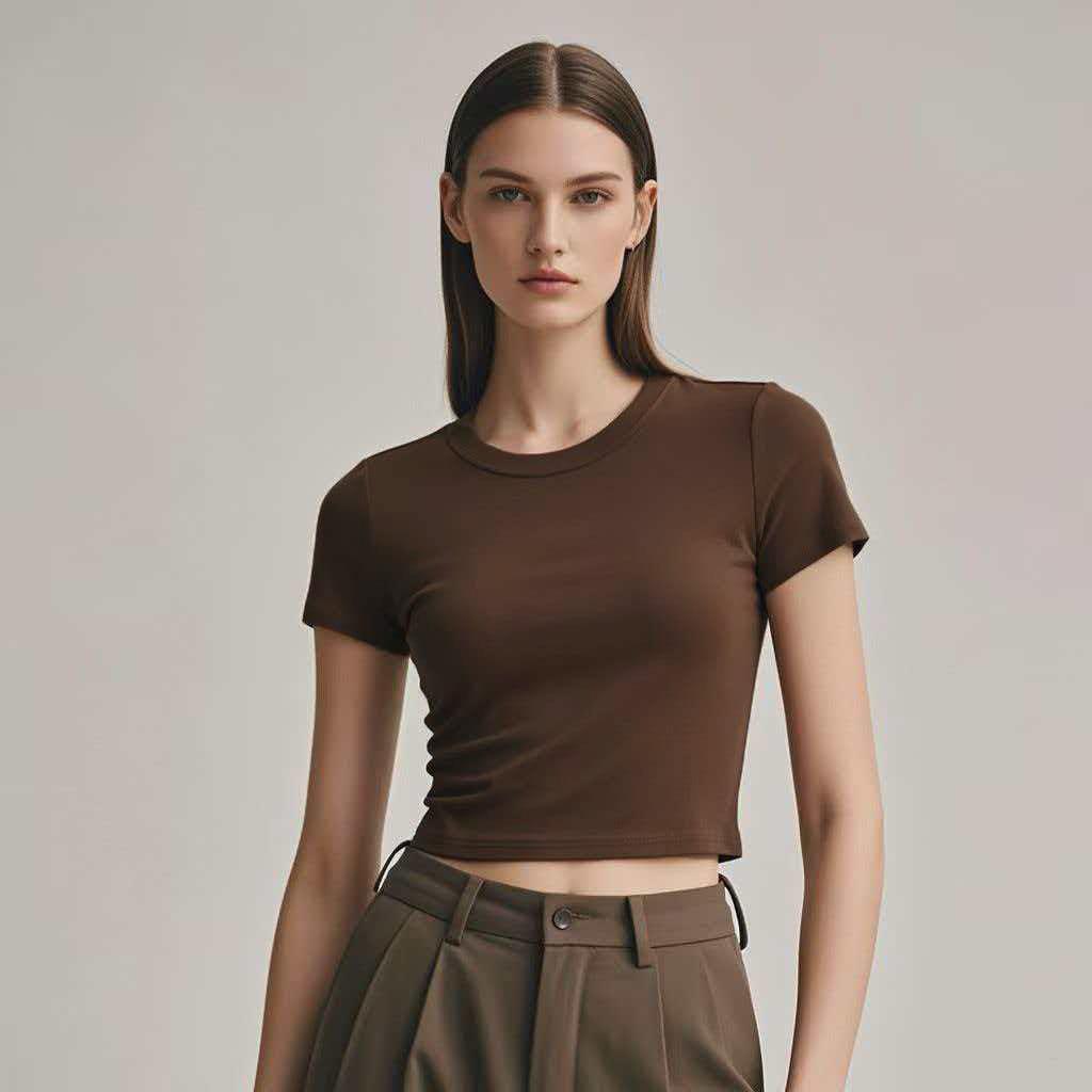 

European and American size open-navel short-sleeved T-shirt women s summer new slim-fitting and thin Y2K Spice Girl short top XL