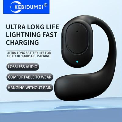 Wireless Bluetooth 5.4 Earphone Ear Clip Headset HiFi Stereo Sports Earbud Waterproof Single Ear-Hook Business Headphone
