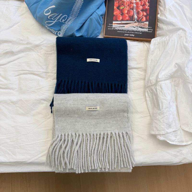 Morandi Color Wool Blend Scarf - Solid Color Series for Autumn/Winter