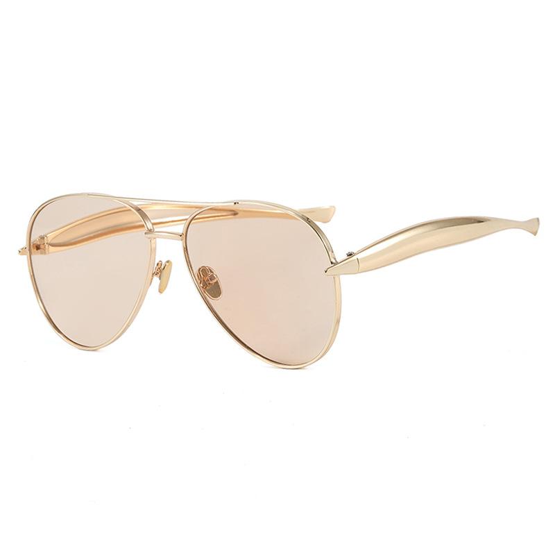1PC Pilot sunglasses metal  new retro plain sunglasses high-end women's streetwear trendy sunglasses