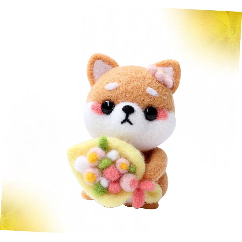 ERINGOGO Needling Felting Shiba Inu Plush Toy DIY Wool Felting Kit with Colorful Handmade Craft Kit, Set, Beginner's Wool,