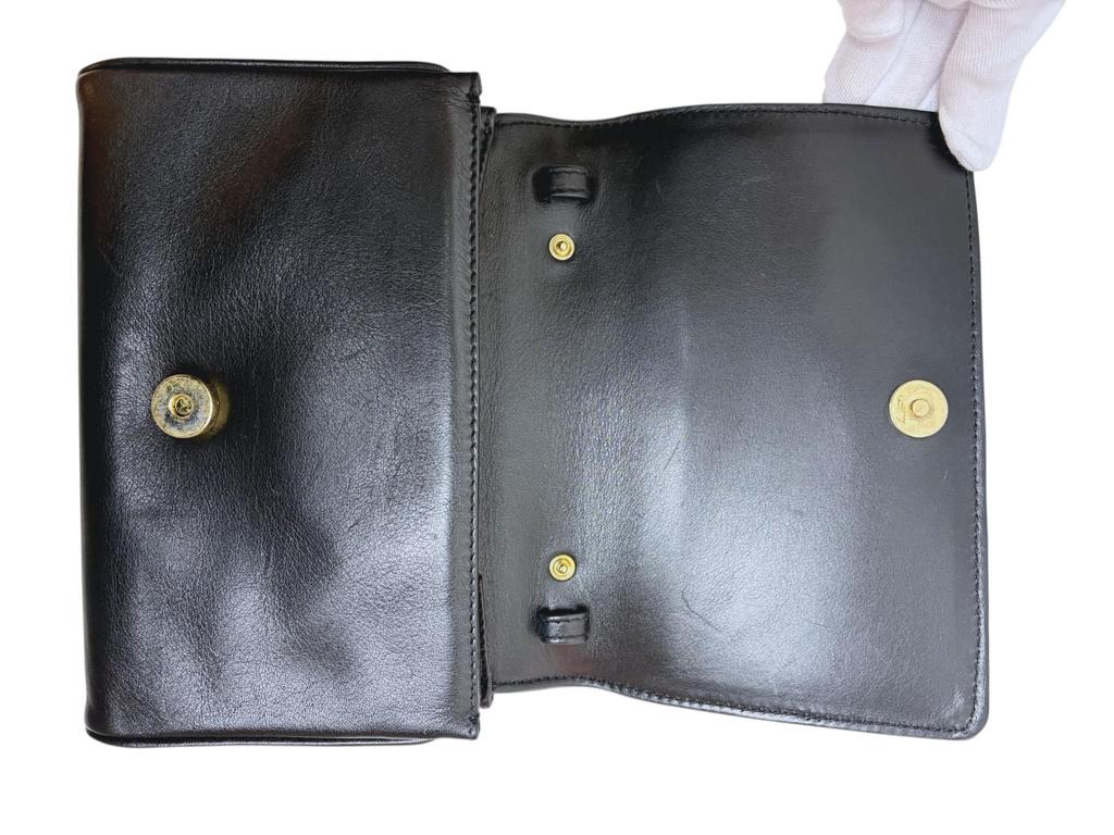 Used CELINE Triomphe Leather Shoulder Bag Black 2-Way Ladies