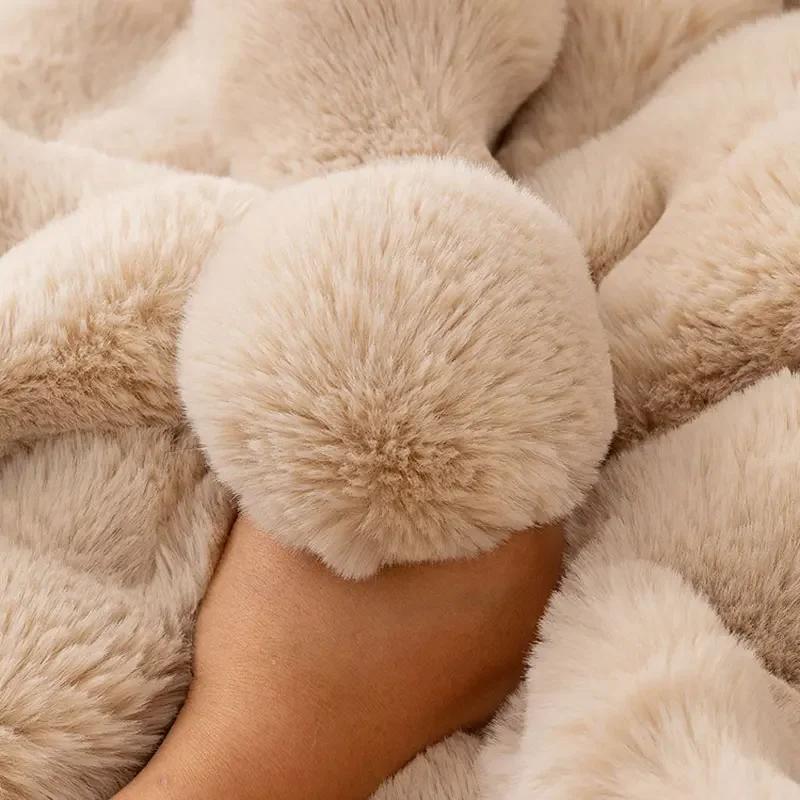 Eifloy-Rabbit Fur Sofa Cover For Living Room, Plush Couch Slipcover, Non-Slip, Ultra-Soft Warm, Armchair Furniture Protector