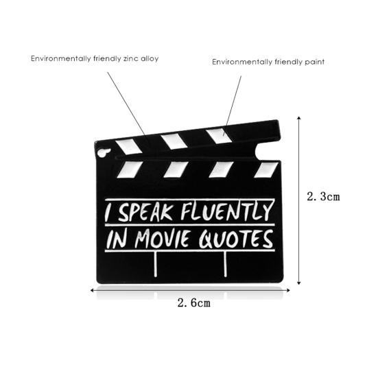 Creative Movie Clapboard Enamel Brooch Pin Unisex Denim Jacket Collar Badge