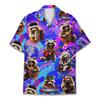 Magliette Divertenti con Stampa 3D di Procione da Uomo Camicetta Casual Hawaiana a Maniche Corte con Collo a Revers Camicia a Maniche Corte Estiva da Donna per le Vacanze