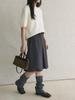 Xu Man Retro Korean Pleated Wool Midi Skirt for Women