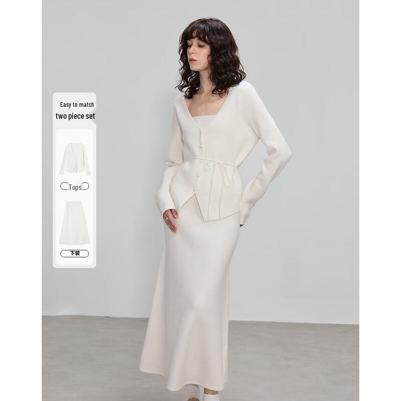 

Demana Winter V-Neck Pearl Button Knitted Two-Piece Set XL
