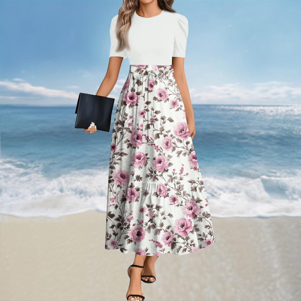 Women's Summer Dress Loose Beach Vacation Casual Deep V Neck Vest Dress Elegant Shirt Dress