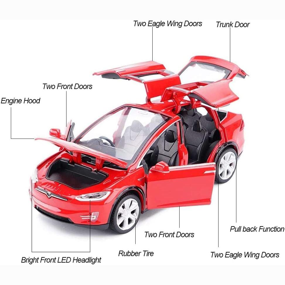 1:32 Scale Model X Alloy Diecast Toy Car, Pull Back Vehicle Door Opening with Sound and Light for Kids Adults Gift Collection