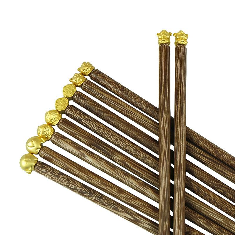 5 Pairs of Chicken Wings Wood Auspicious Meaning Wooden Chopsticks Five Meal Gifts Solid Wood Chopsticks Tableware 25cm