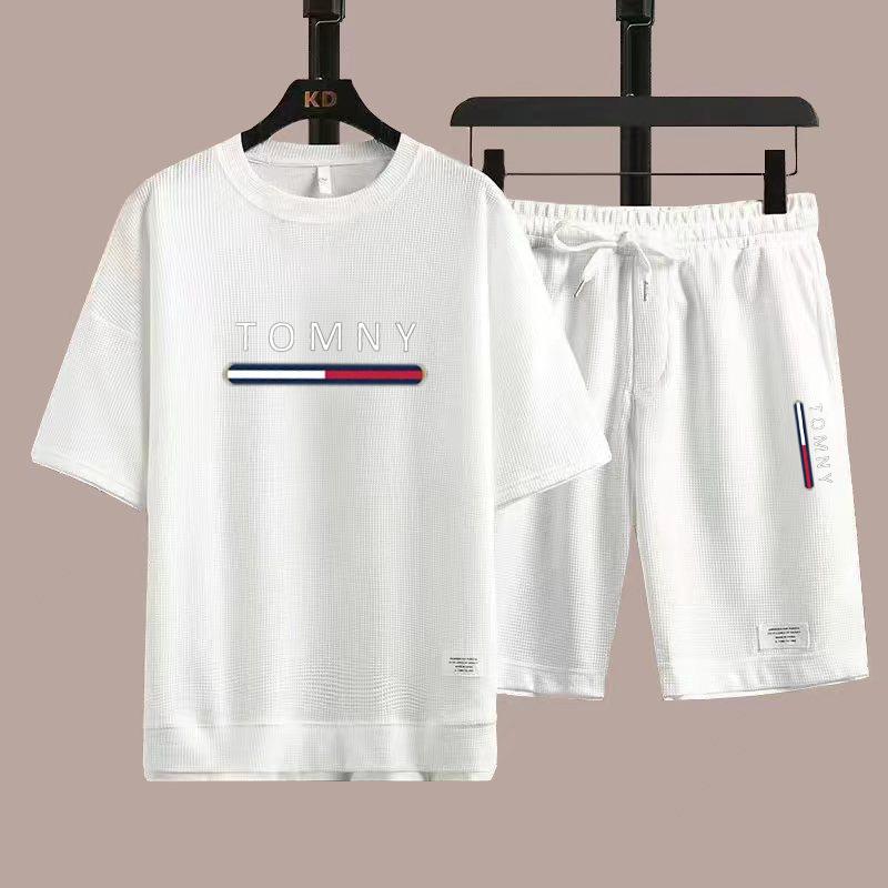 Nuovo set estivo traspirante da uomo a maniche corte e pantaloncini, alla moda, per esterni, spiaggia, casual, completo da uomo 2026