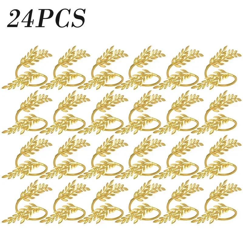 Elegant Gold Leaf Napkin Rings Fall Thanksgiving Table Decor Autumn Wedding Christmas Dining Setting Holiday Napkin Holders