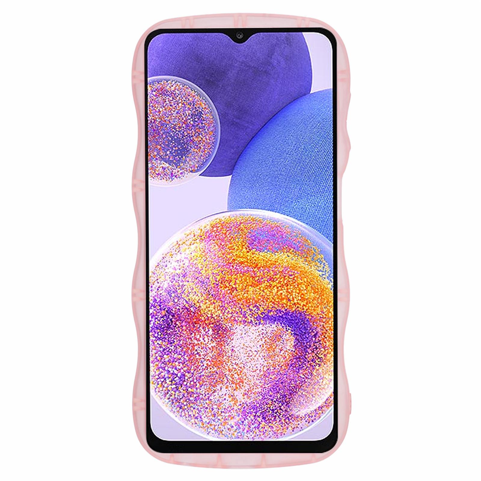 

JTW Series for Samsung Galaxy A23 4G/A23 5G (Global Version) Case Glitter Stars TPU Phone Cover Wavy Edge Transparent Pink