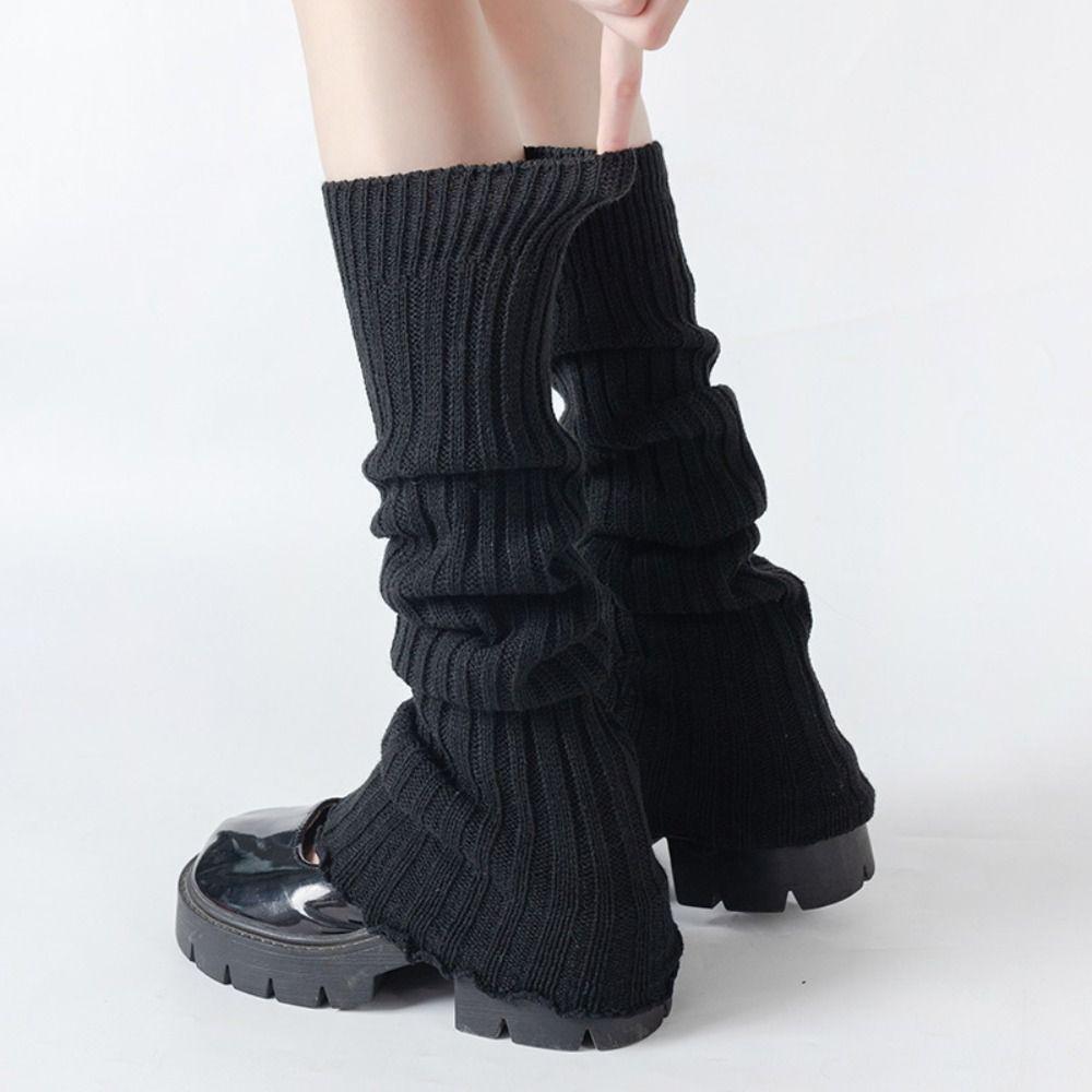 Solid Color Lolita Leg Warmers Crochet Pattern Middle Tube Socks Crochet Socks  Cold Weather