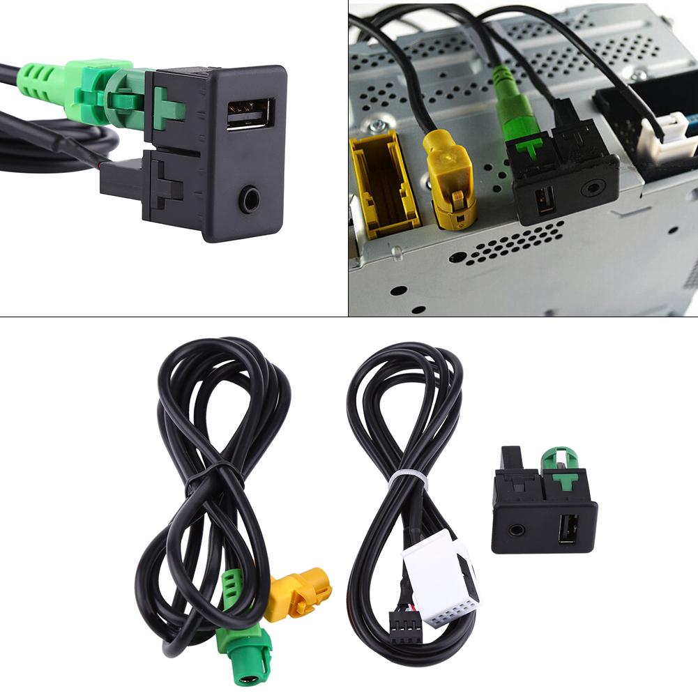 Car USB AUX Switch Socket Wire Harness Cable Adapter For BMW 3 5 Series E87 E90 E91 E92 X5 X6