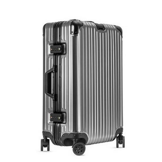 20" Aluminum-Magnesium Alloy Trolley Case - Unisex Metal Travel & Business Suitcase with Leather Accents