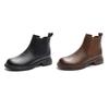 Leather Versatile Chelsea Boots Children's Soft-soled British Coarse Heel Martin Boots French Low Pile Round Head Cigarette Boots