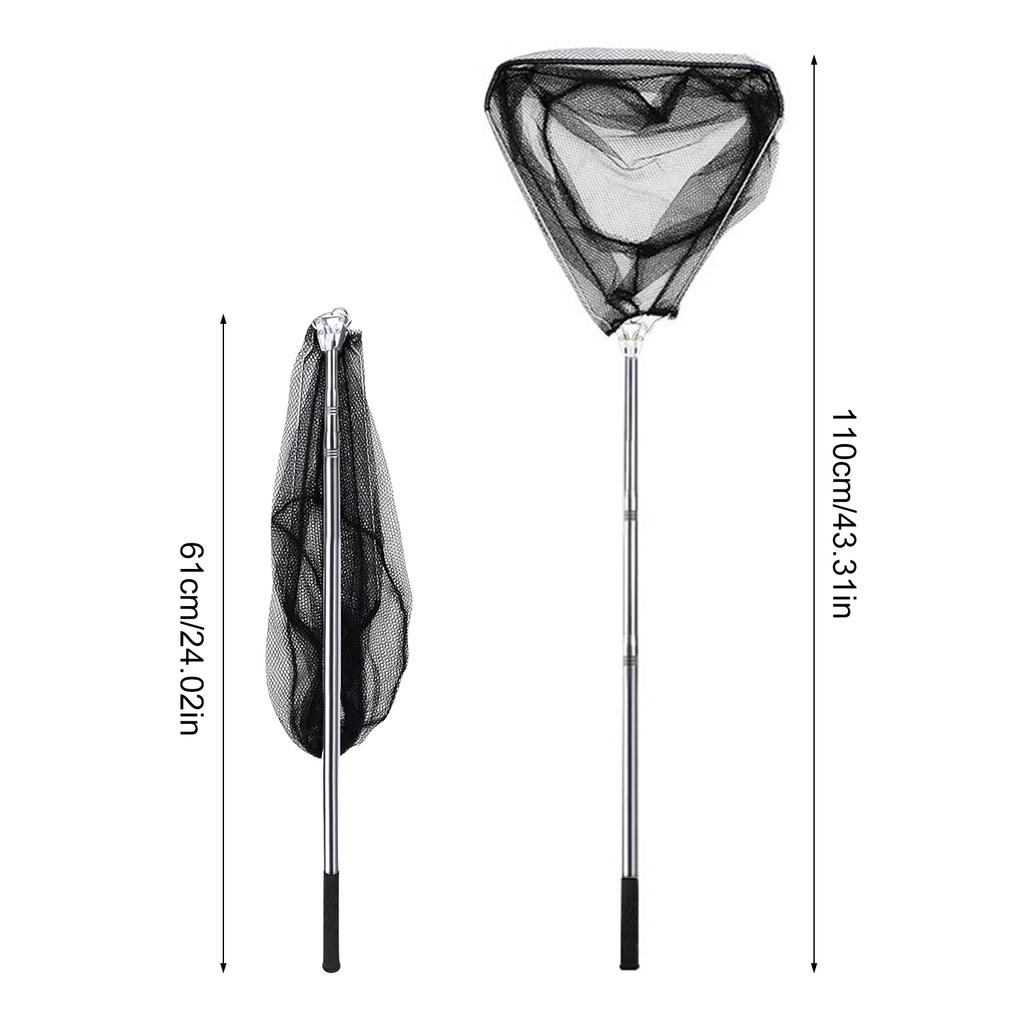 Foldable Fish Landing Net Fishing Net Collapsible Telescopic Metal Poles Handle Freshwater Saltwater Fishing Equipment