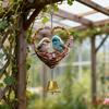 2D flat heart-shaped bird wind chimes with bells, bird heart wind chimes, flat pendants, Valentine's Day gifts