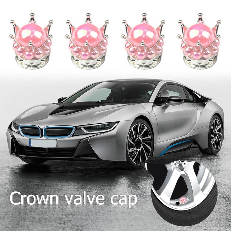 Crown Tire Valve Stem Caps, Heavy-Duty Handmade Crystal Rhinestone Crown Vehicle Car Tire Caps Covers for Cars Trucks SUVs Bikes