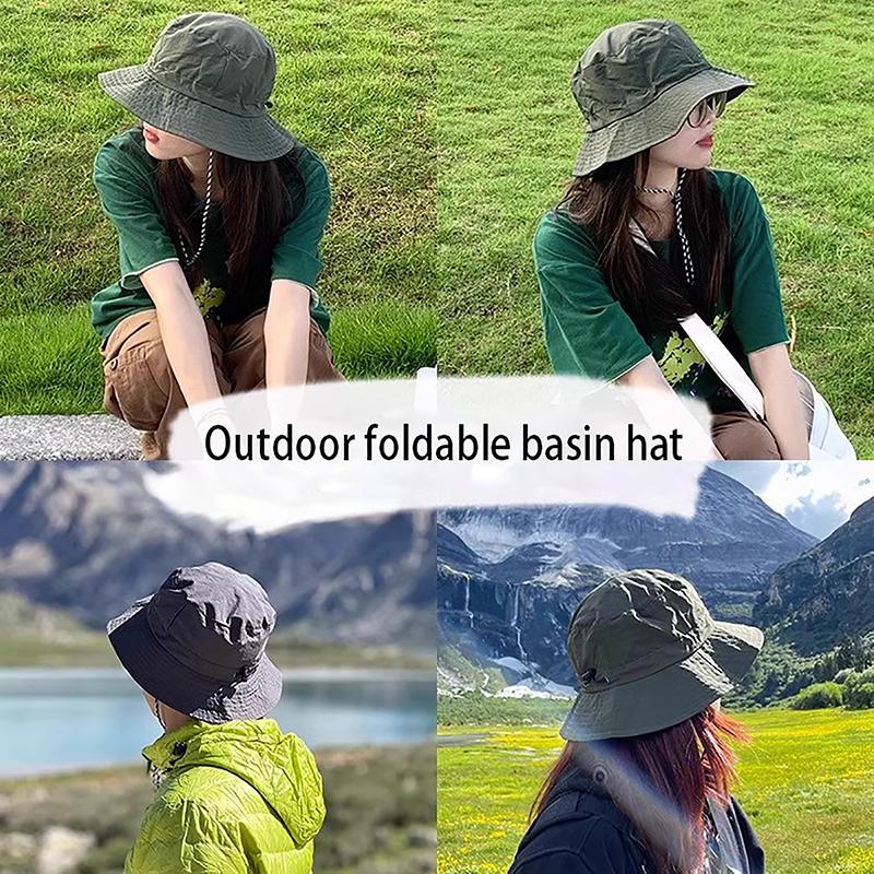 1Pc Summer Adjustable Fisherman Hat Quick Dry Waterproof Drawcord Bucket Hat Unisex Basin Foldable Storage Bucket Caps
