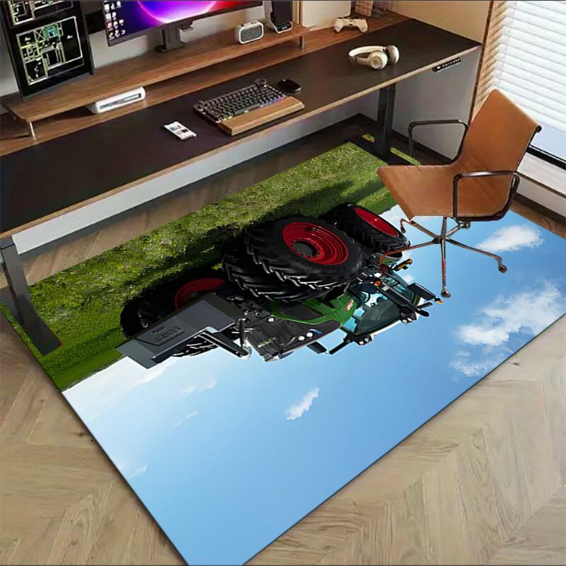 tractor field Crystal Velvet Office chair mat Area Rug - Non-Slip, Floor Mat, Office Desk Chair Rugs,Christmas Gift-1106247