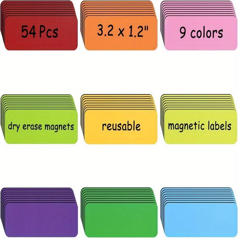 54pcs Colorful Magnetic Labels Writable Whiteboard Tag Fridge Office Garage Refrigerator Locker Shelf Organization Fridge Magnet