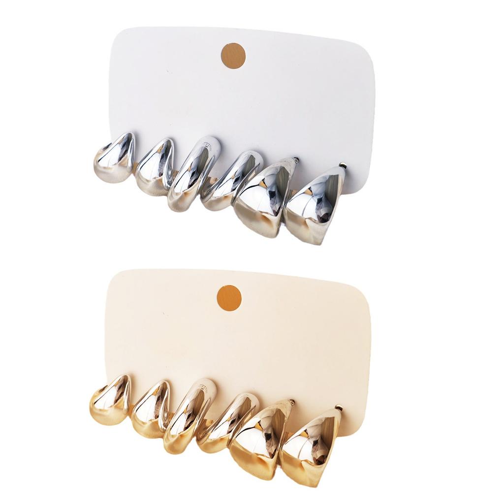 6Pcs Stylish C Type Water Drop Droplet Earrings Acrylic Ear Rings Fashion Statement Jewelry for Parties and Casual Wear