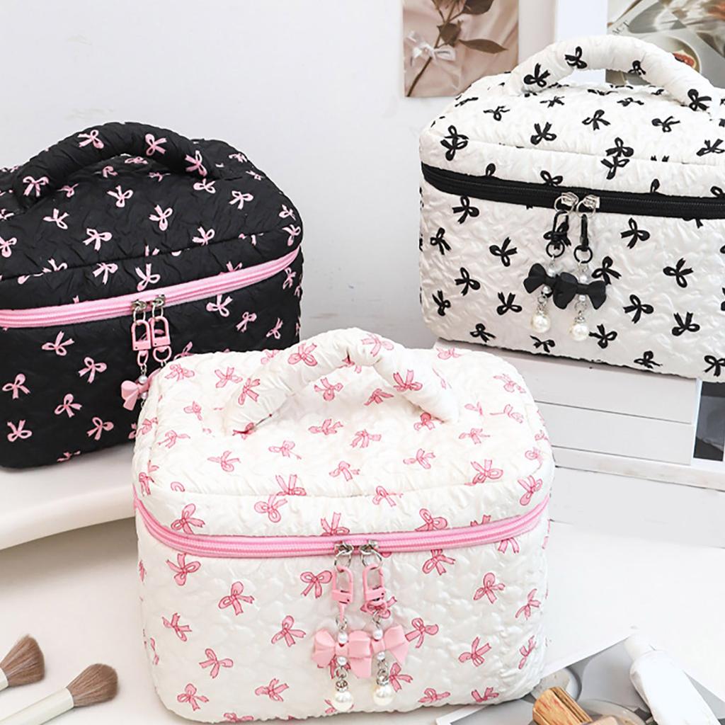 Reise-Make-up-Tasche, Kosmetiktasche, große Kapazität, Hautpflege-Organizer, schöne Schleifen, Make-up-Aufbewahrungstasche, ästhetischer Kulturbeutel