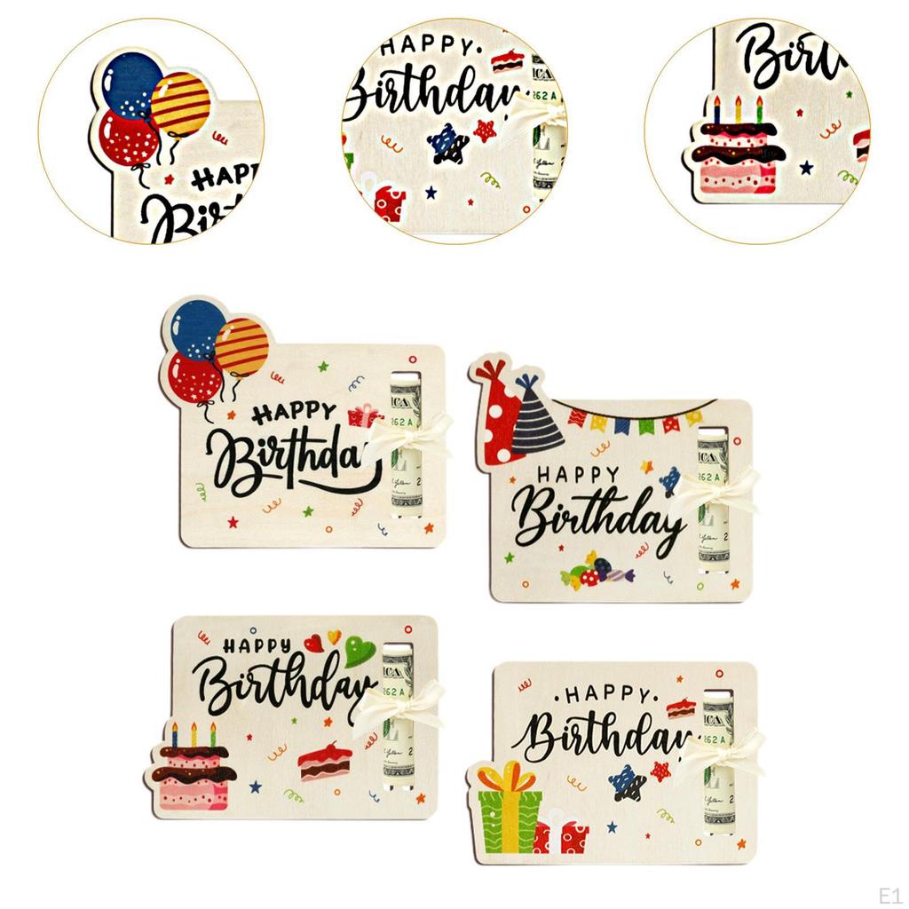 4 Bucăți Suport pentru Bani de Ziua de Naștere, Cadou în Bani, Suport pentru Petrecere cu Panglică, Unic și Distractiv